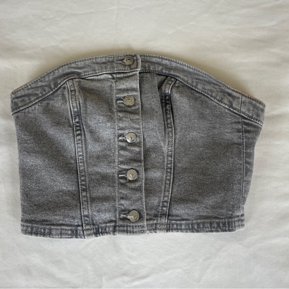 H&M Light Gray Denim Bustier